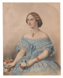 Porträtt av en ung kvinna, fröken Floe, 1863 (pastellfärgad på papper)
